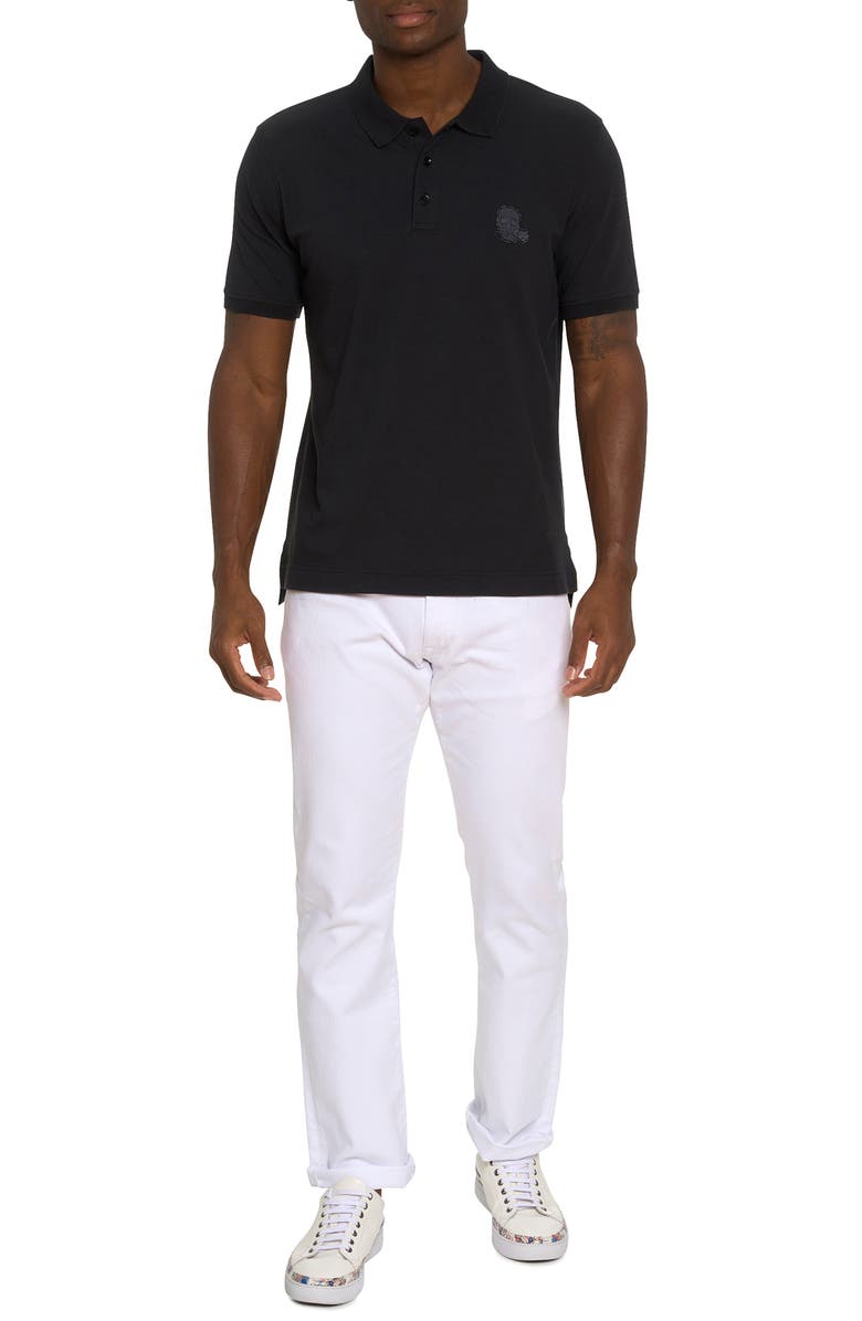 Robert Graham Astra Skull Appliqué Stretch Piqué Polo, Alternate, color, 