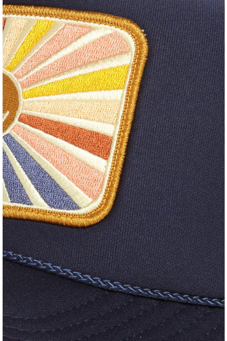 Sunray Smile Patch Trucker Hat, Alternate, color, NAVY