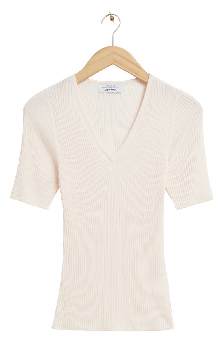 & Other Stories V-Neck Rib Top, Alternate, color, 