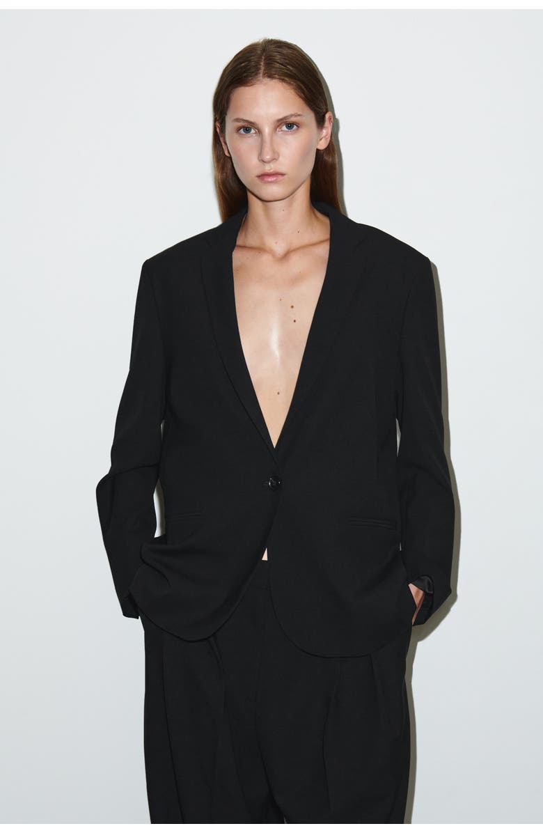 COS Wool-blend Blazer, Main, color, Black
