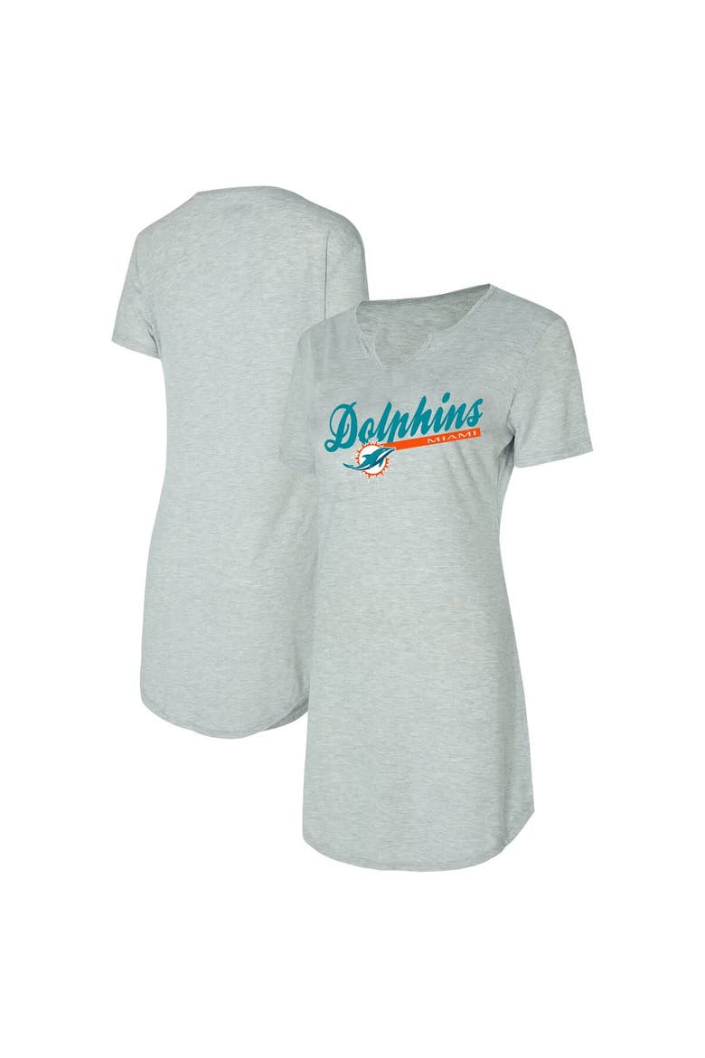 Women's Concepts Sport Gray Miami Dolphins Petition Knit Nightshirt, Main, color, Gray