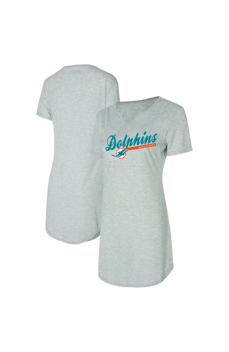 CONCEPTS SPORT Women's Concepts Sport Gray Miami Dolphins Petition Knit Nightshirt, Main, color, Gray