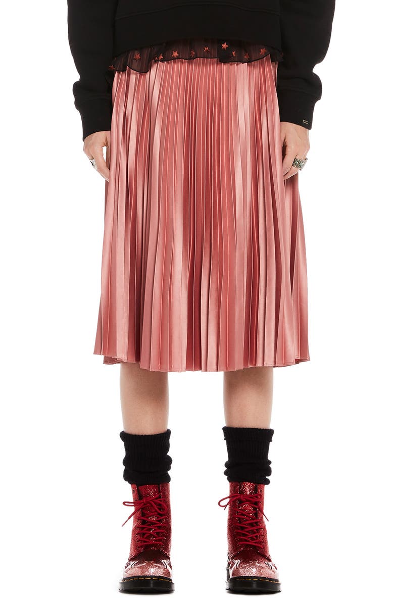 Scotch & Soda Shiny Pleated Midi Skirt, Main, color,