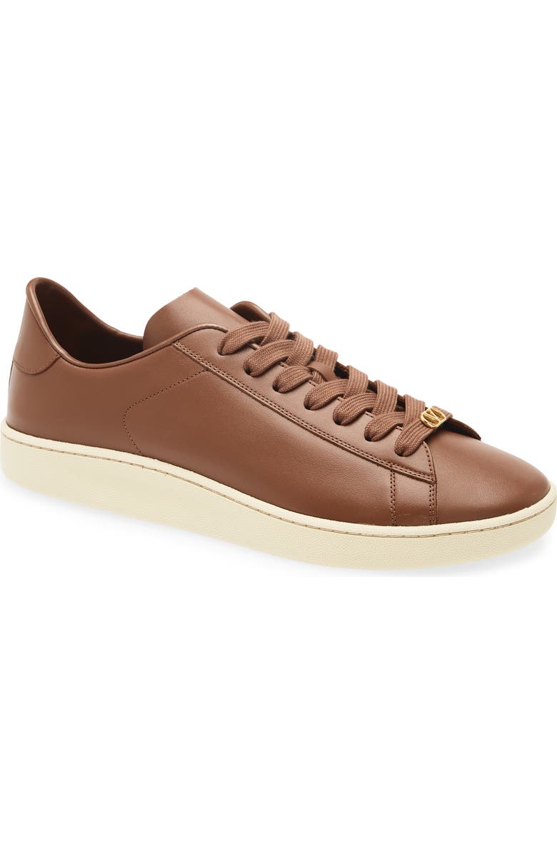 Valentino Garavani Calfskin Leather Sneaker, Main, color, Brown Multi