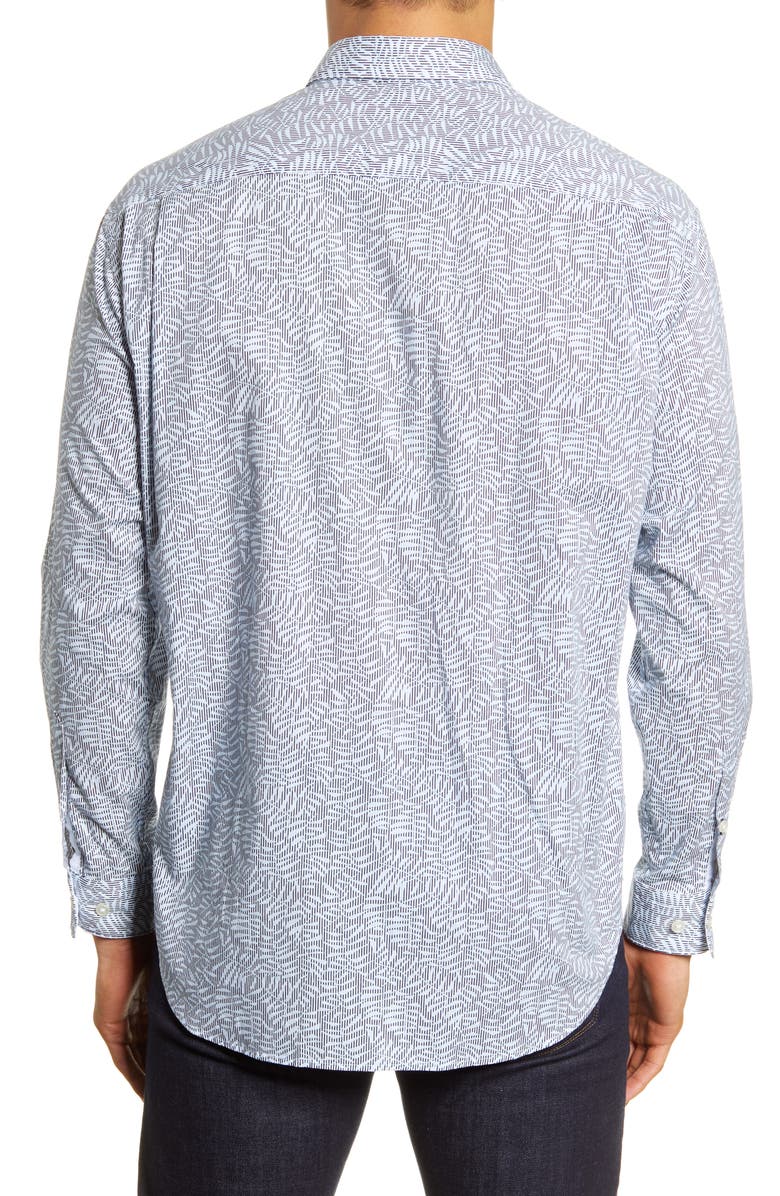 BOSS Noah Relaxed Fit Leaf Print Button-Up Shirt, Alternate, color, 