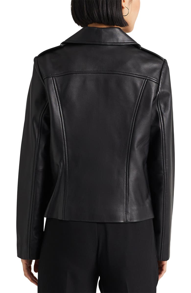 Lauren Ralph Lauren Leather Moto Jacket, Alternate, color, 