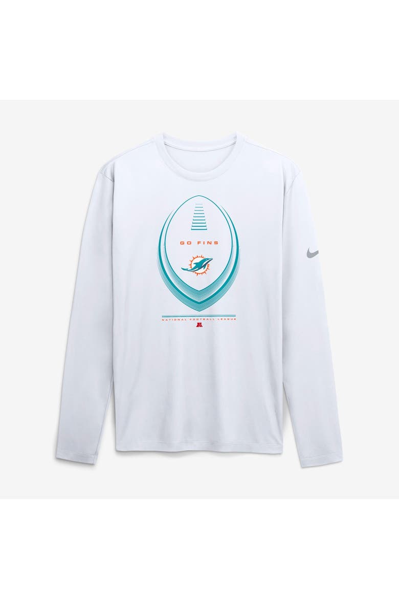 Men's Nike White Miami Dolphins Legend Icon Dri-FIT Long Sleeve T-Shirt, Alternate, color, White