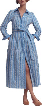 Boden Ellie Long Sleeve Broderie Denim Shirtdress
