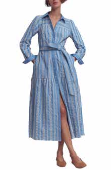 Ellie Long Sleeve Broderie Denim Shirtdress