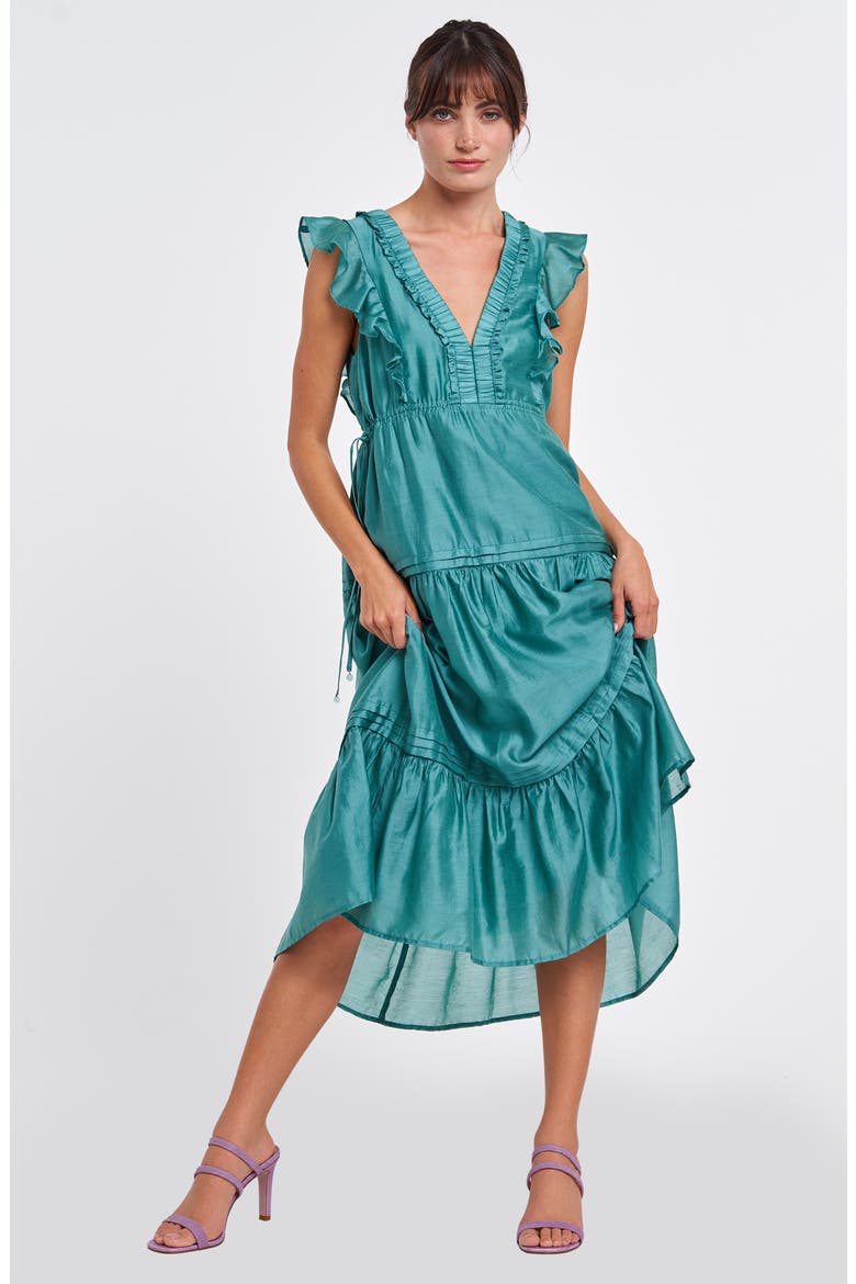 Rhaella Tiered Maxi Dress, Alternate, color, TEAL