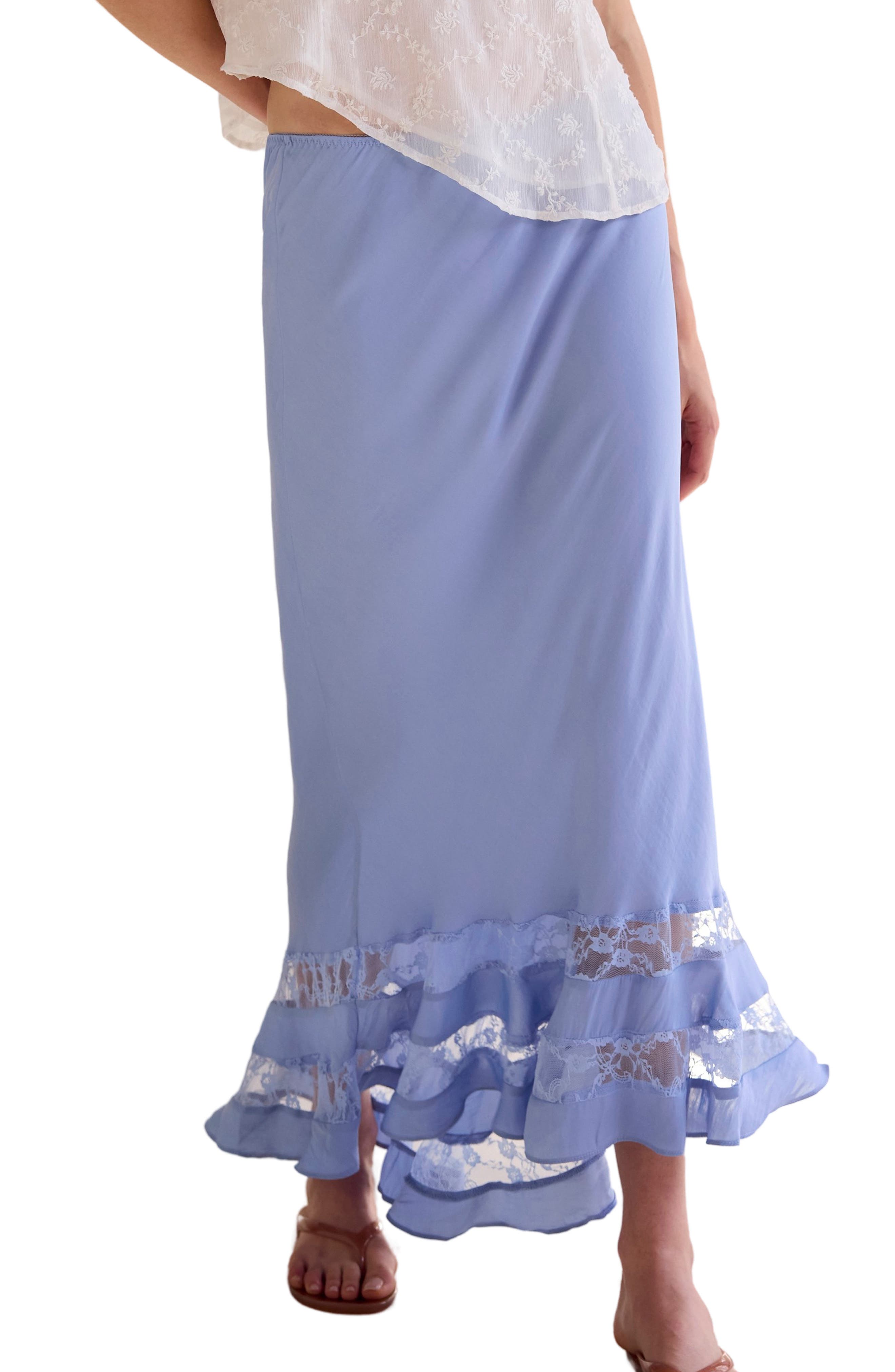 Long Lost Lover Lace Detail Satin Slip Skirt - image 3