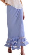 Free People Long Lost Lover Lace Detail Satin Slip Skirt