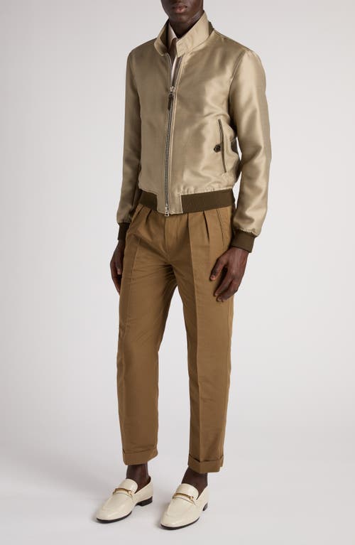 Tom Ford Wool Blend Twill Harrington Jacket In Fg796 Soft Military