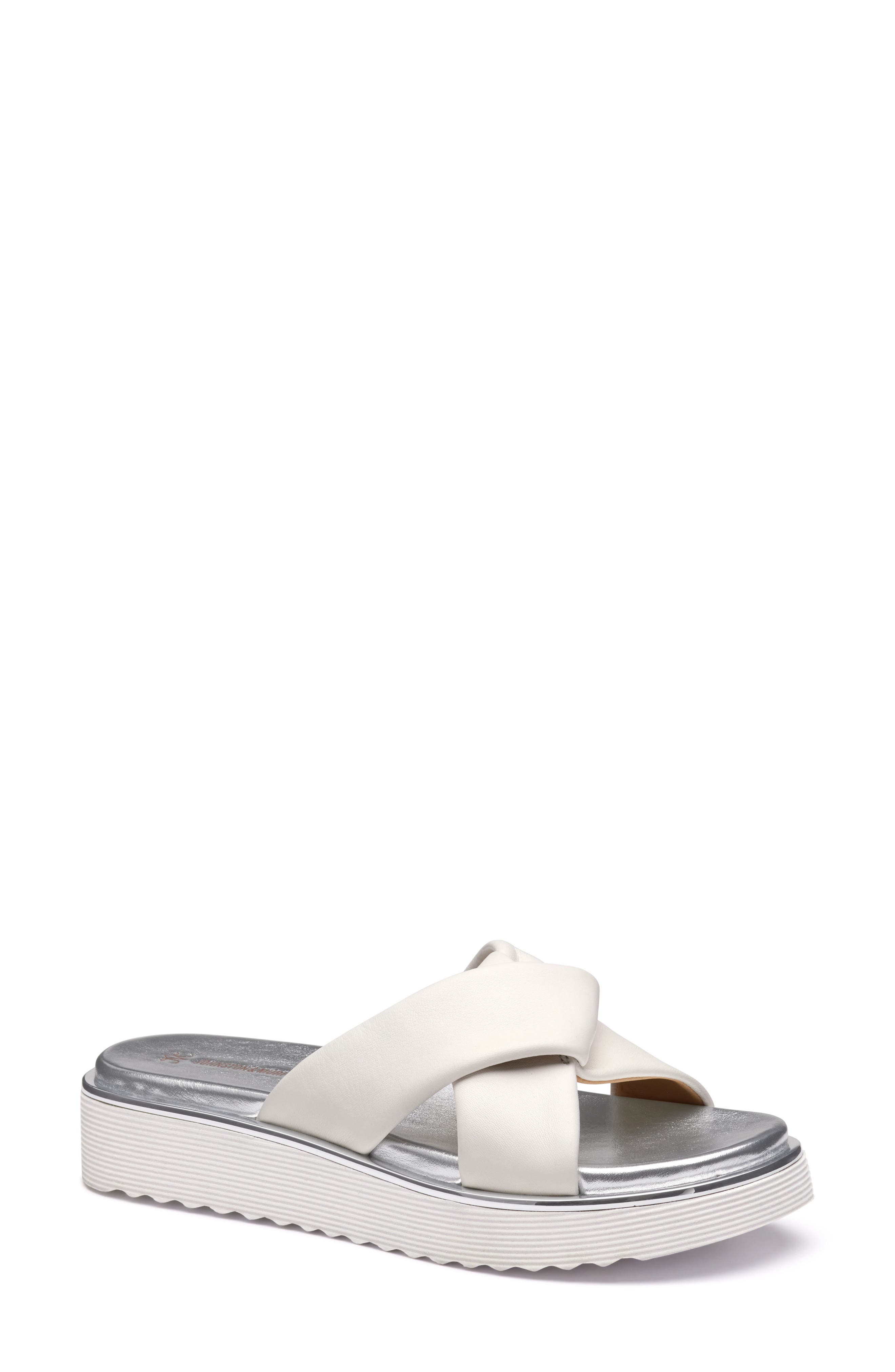 Johnston & Murphy Mitzi Platform Wedge Slide Sandal, Main, color, White Nappa Leather