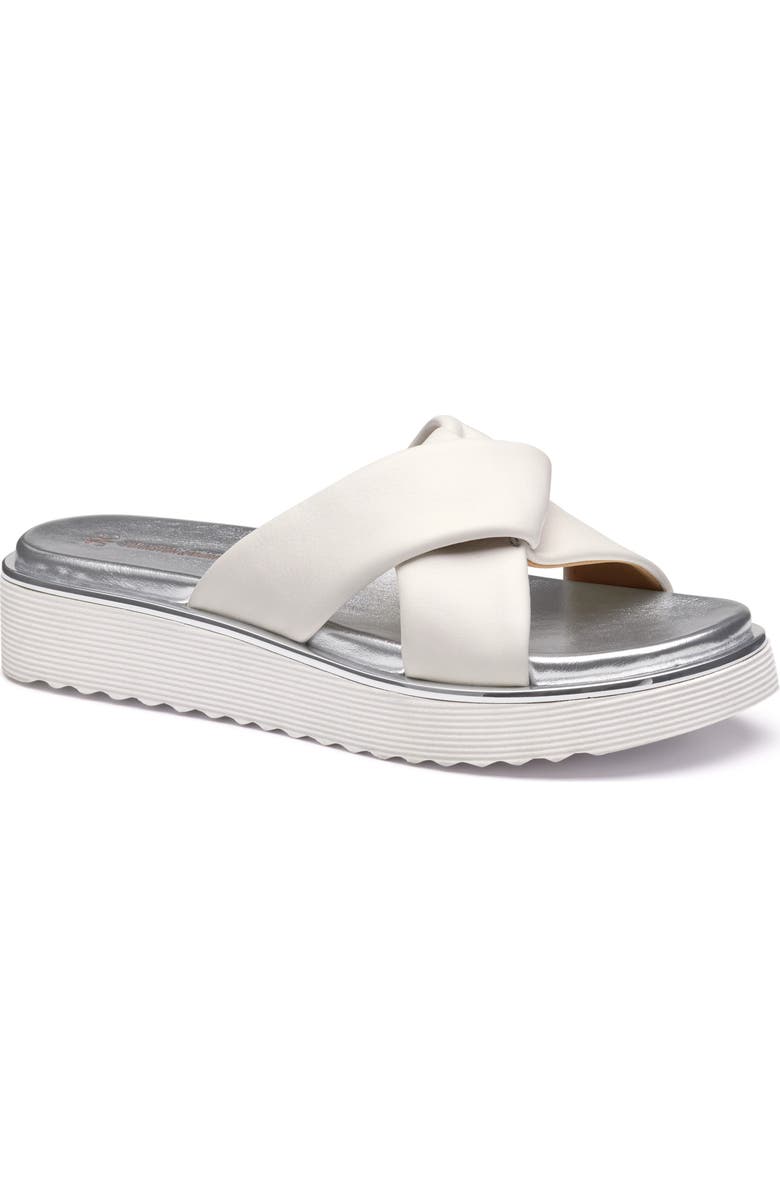 Johnston & Murphy Mitzi Platform Wedge Slide Sandal, Main, color, White Nappa Leather
