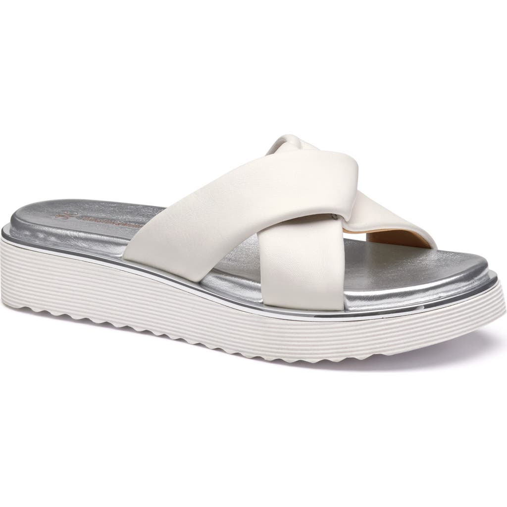 Johnston & Murphy Mitzi Platform Wedge Slide Sandal in White Nappa Leather at Nordstrom, Size 6.5