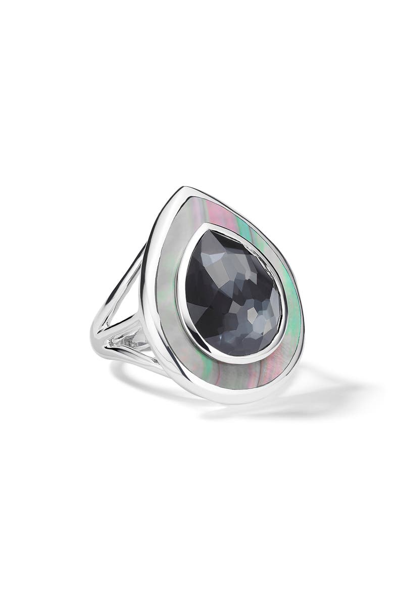 Ondine Teardrop Ring, Main, color, SILVER/ HEMATITE
