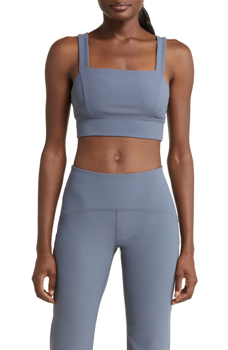 Zella Luxe Longline Rib Sports Bra, Main, color,