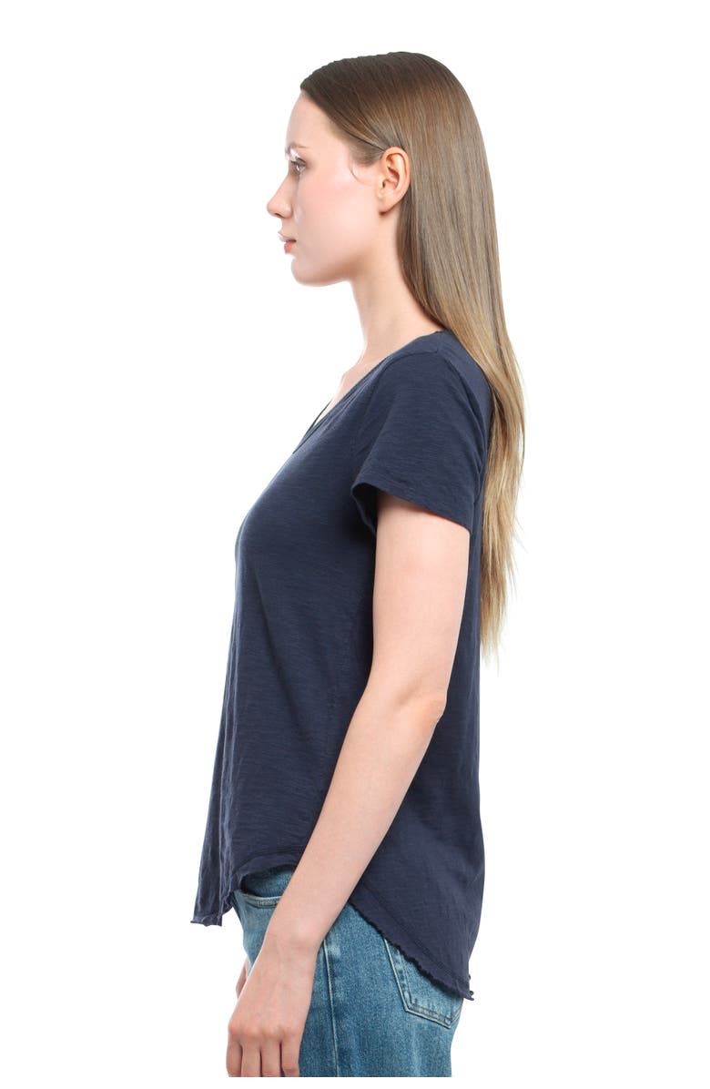 WILT Clothing Short Sleeve Shrunken V-Neck Shirttail Top, Alternate, color, Peacoat