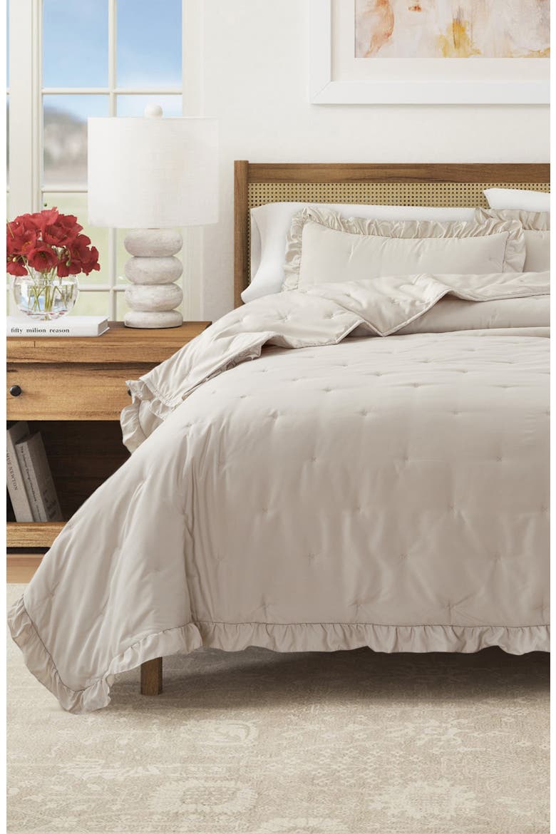 Ruffle Quilt Set, Alternate, color, BONE