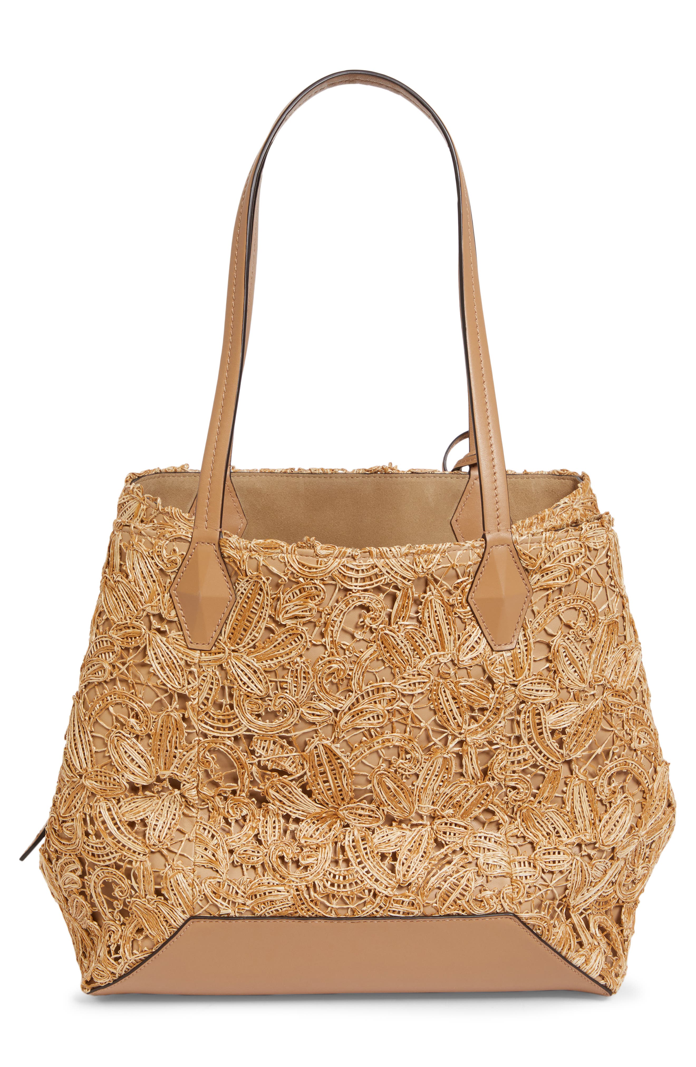 Jimmy Choo Medium Diamond Raffia Tote, Alternate, color, Natural/ Gold