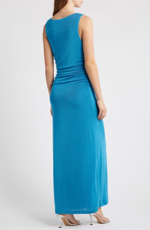 Wayf The Georgina Cowl Neck Gown In Blue