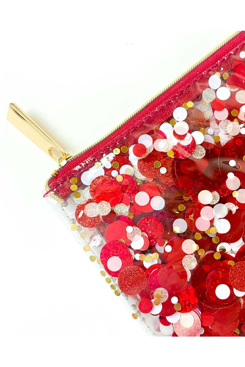 Spirit Squad Confetti Everything Pouch Makeup Bag Travel BagCosmetic Bag for Women, Alternate, color, Red