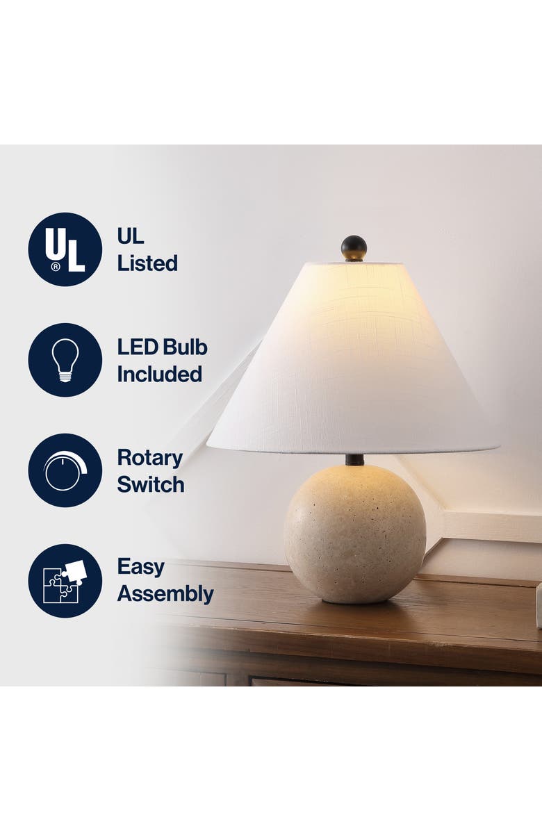 JONATHAN Y Liza 16" Modern Minimalist Travertine Globe LED Table Lamp, Alternate, color, Beige/Black