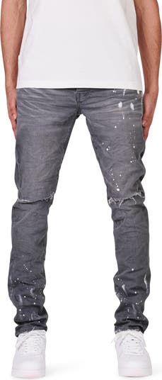 Painted Ripped Knee Slit Skinny Jeans
