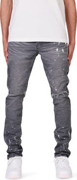 PURPLE BRAND Painted Ripped Knee Slit Skinny Jeans