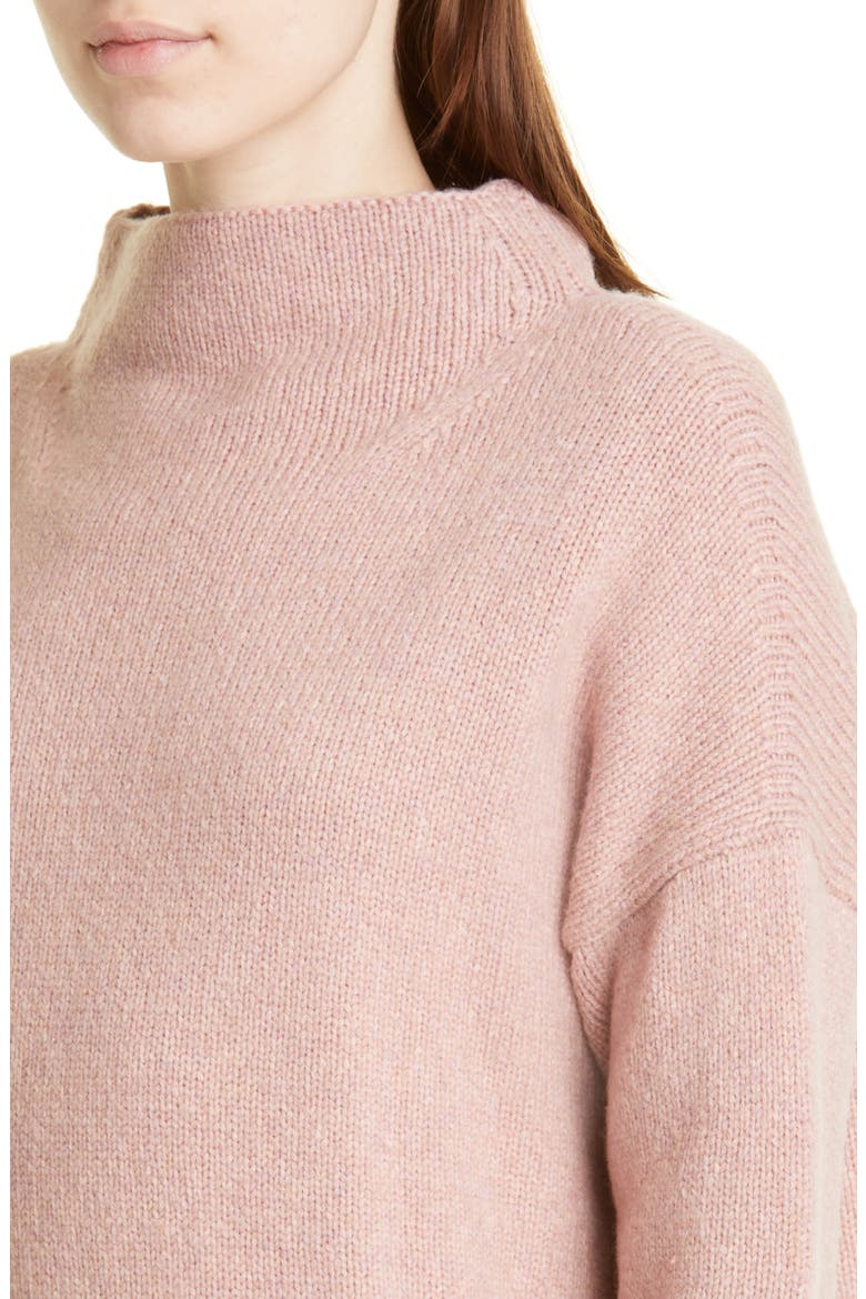 Marled Funnel Neck Wool Blend Sweater, Alternate, color, DARK BLUSH/ PINK SHELL