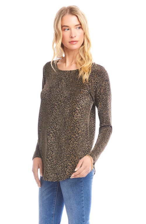 Karen Kane Metallic Leopard Knit Top In Brown