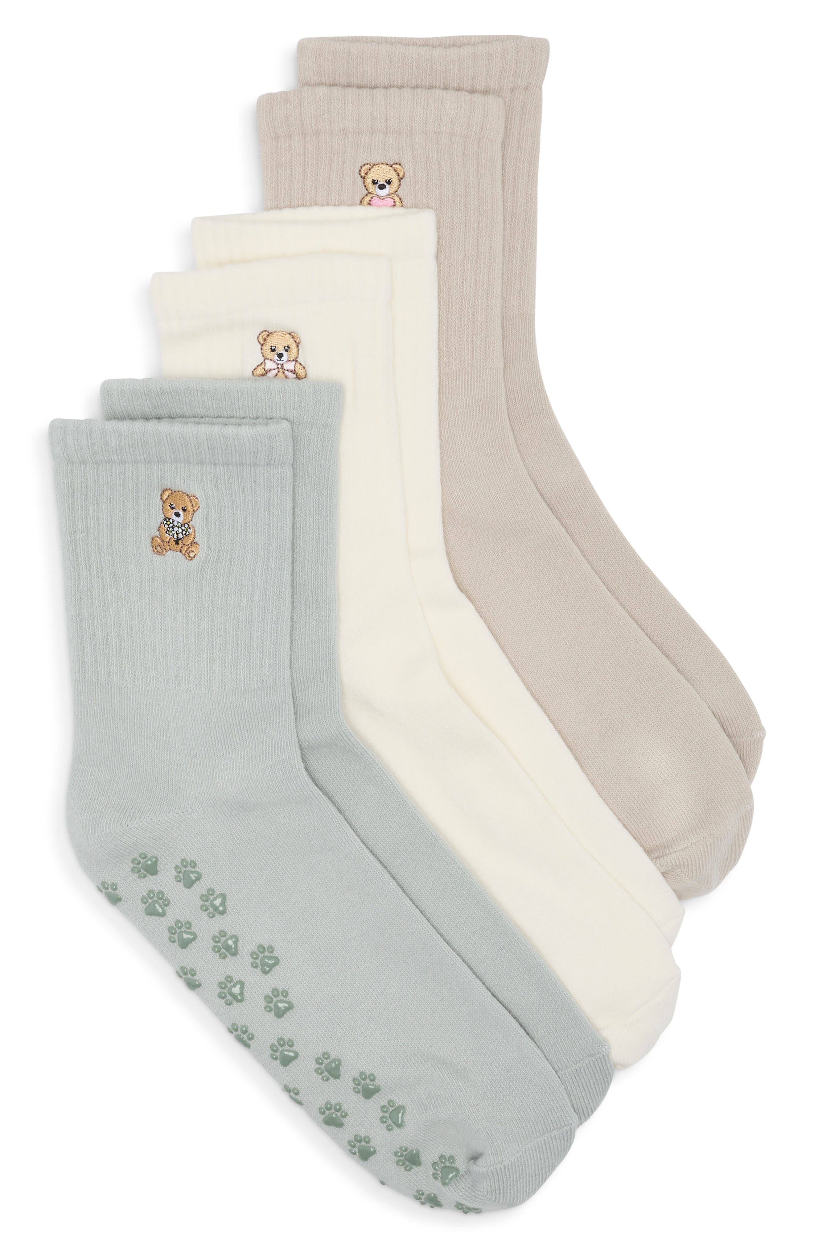 3-Pack Half Crew Grip Socks