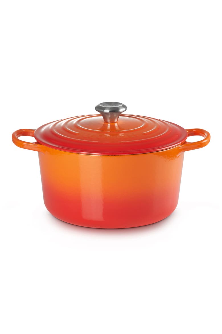 Signature 6.5-Quart Round Enamel Cast Iron Dutch Oven, Main, color, FLAME