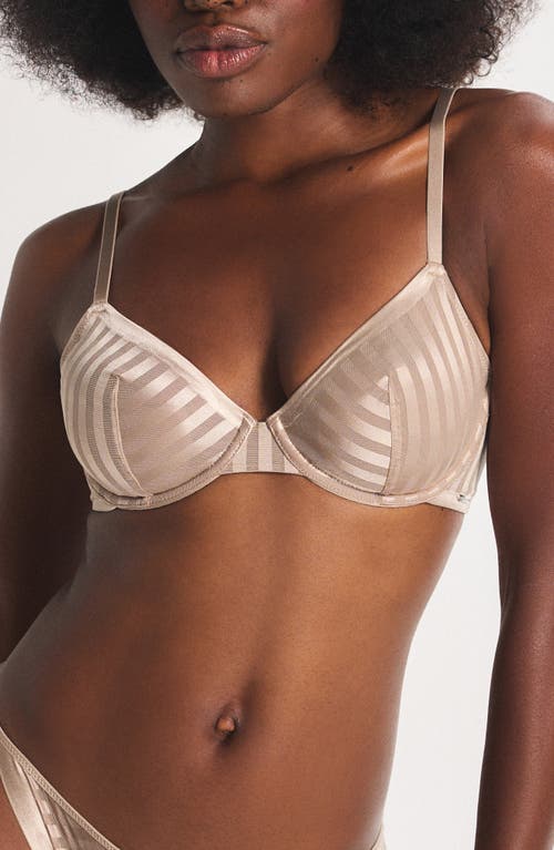 Savage X Fenty Show 'n' Tell Stripe Unlined Demi Bra In Neutral