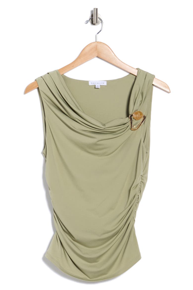 Hardware Ruched Top, Alternate, color, SAGE