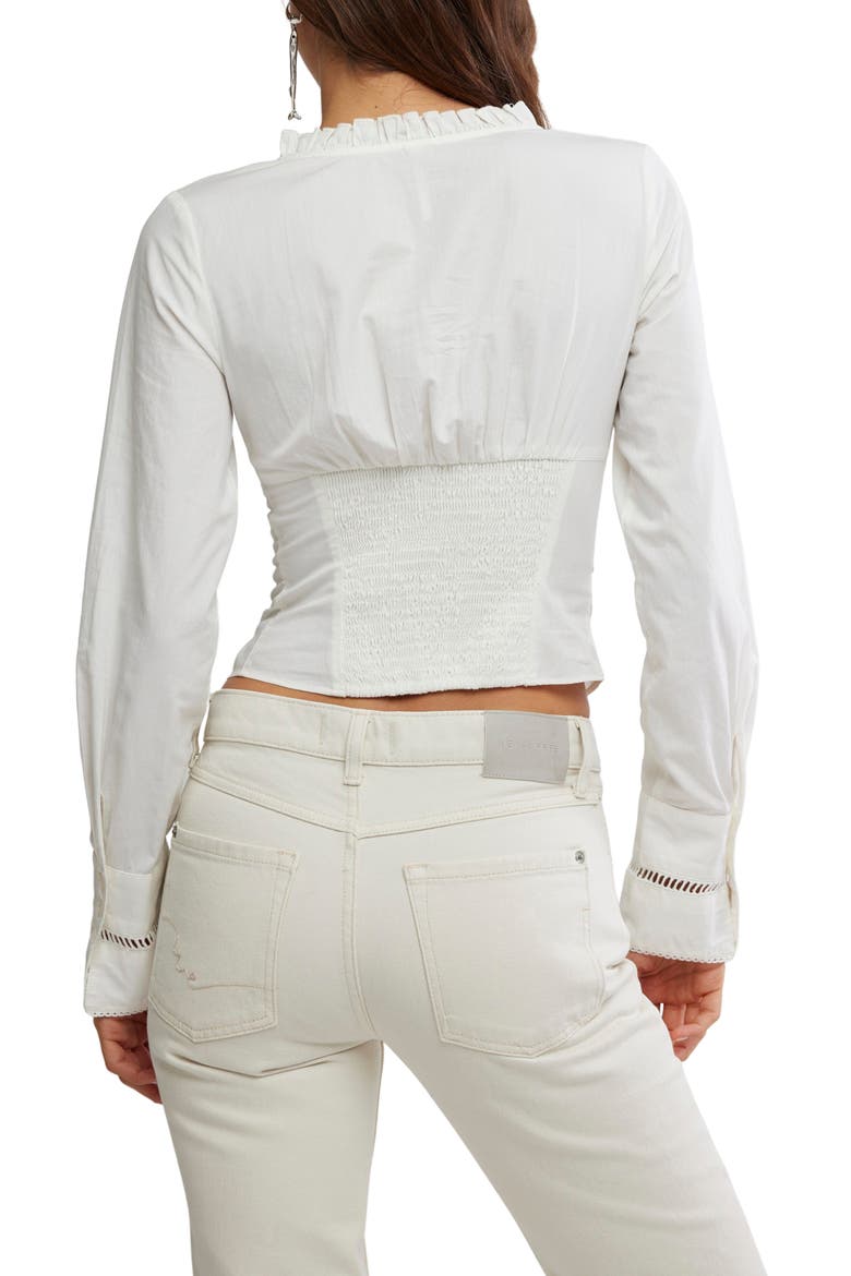 Frankie Long Sleeve Ladder Stitch Corset Top, Alternate, color, CLEAN IVORY