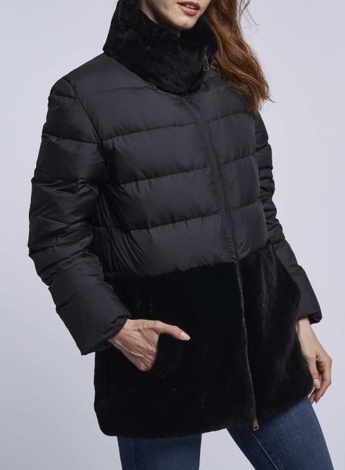 Blue Duck Down And Shearling Jacket In Black