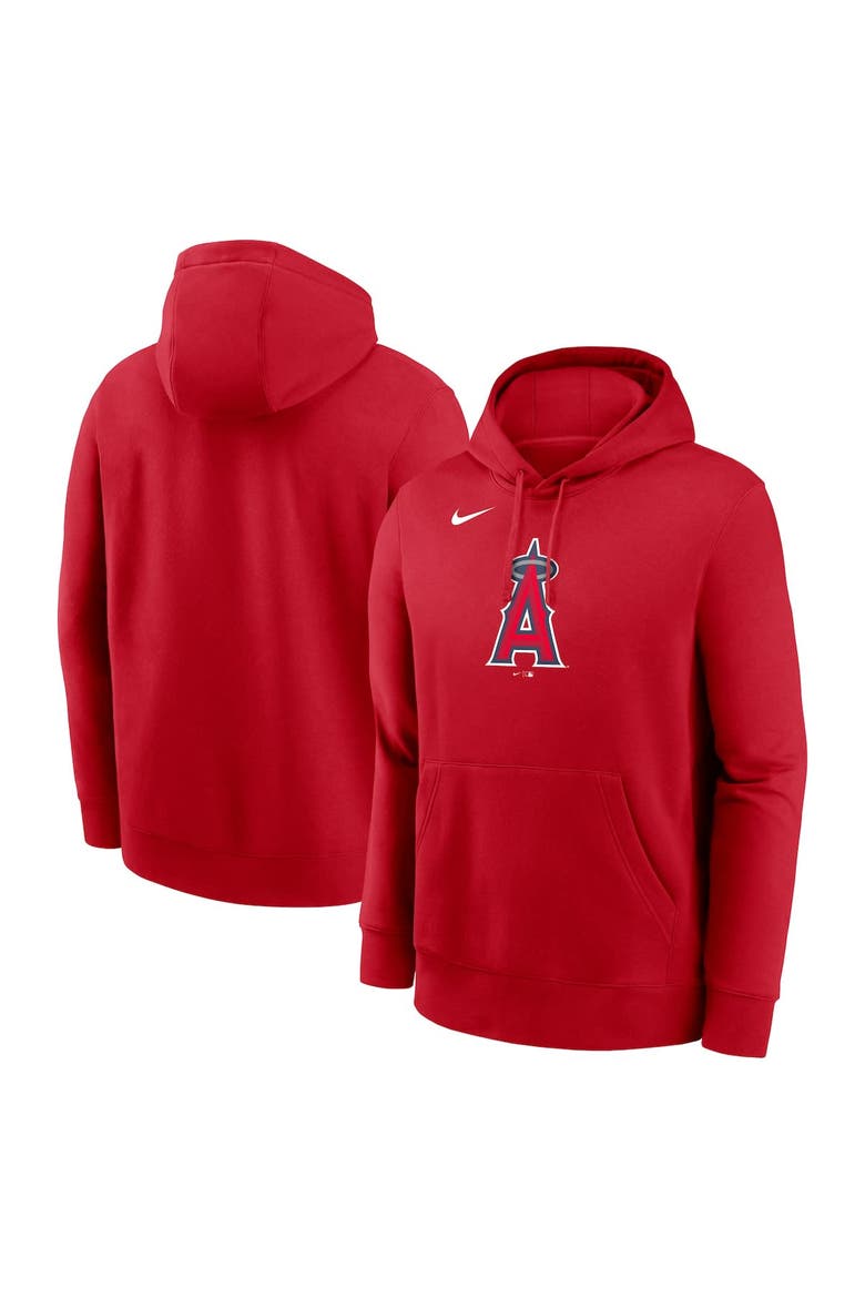 Men's Nike Red Los Angeles Angels Logo Club Fleece Pullover Hoodie, Main, color, Red