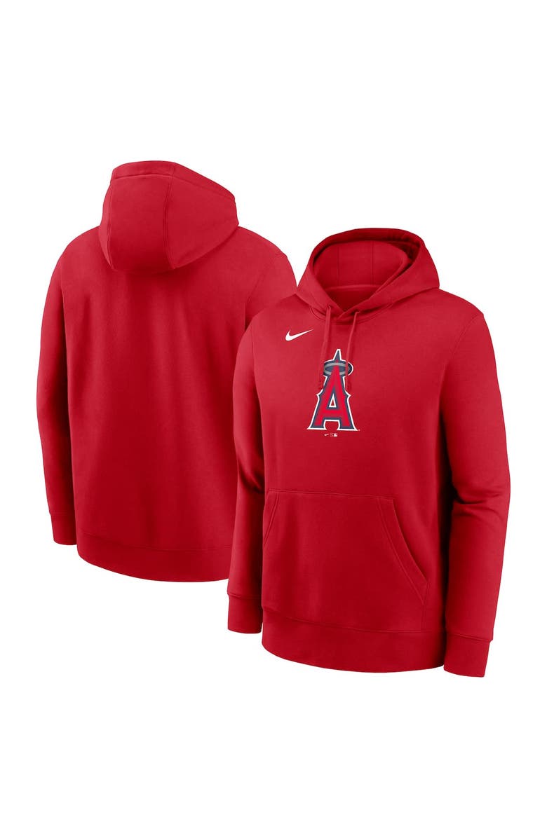 Nike Men's Nike Red Los Angeles Angels Logo Club Fleece Pullover Hoodie, Main, color, Red