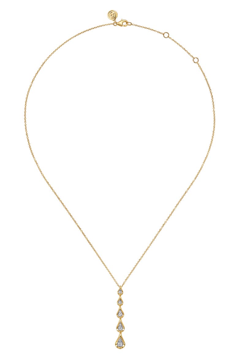 14k Gold Diamond Teardrop Pendant Necklace, Alternate, color, 14K YELLOW/ WHITE GOLD