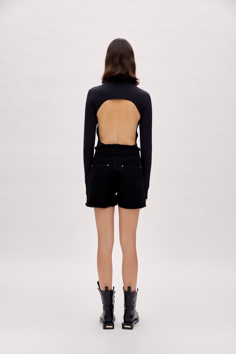 Cotton High Waist Denim Shorts, Alternate, color, BLACK