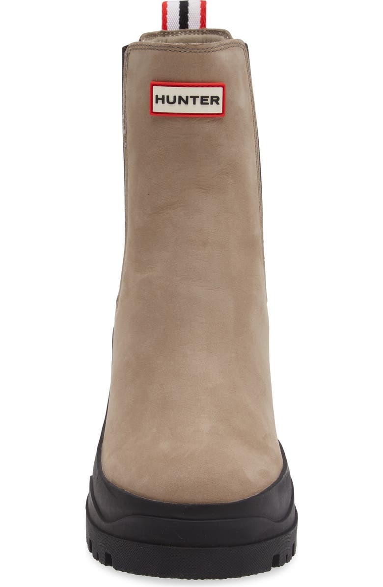 Hunter Miana Waterproof Block Heel Chelsea Boot, Alternate, color, Skimming Stone/ Black