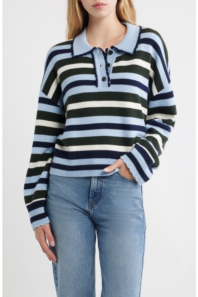 Delora Striped Wool & Cashmere Blend Sweater, Main, color, SKY FOREST STRIPE