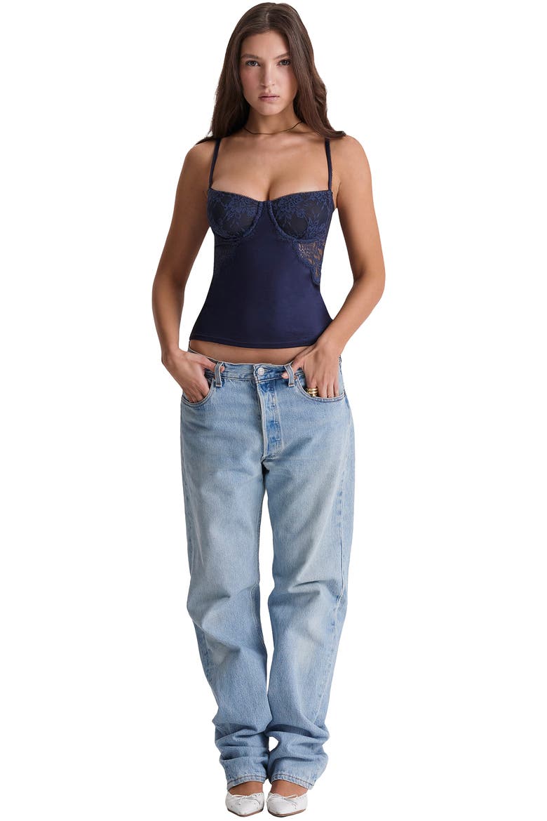 Cecilie Lace Corset Camisole, Alternate, color, NAVY