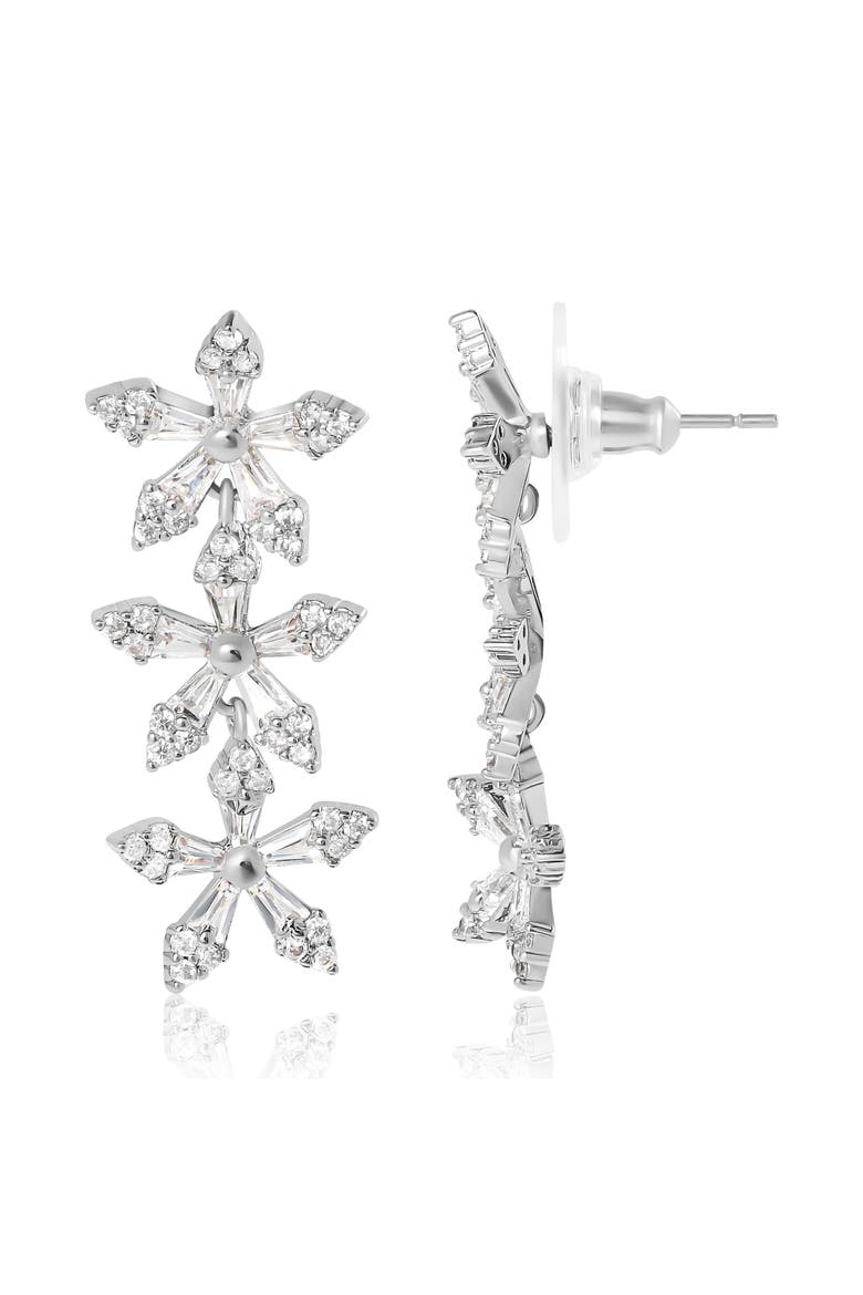 Crystal Snowflake Drop Earrings, Alternate, color, Silver