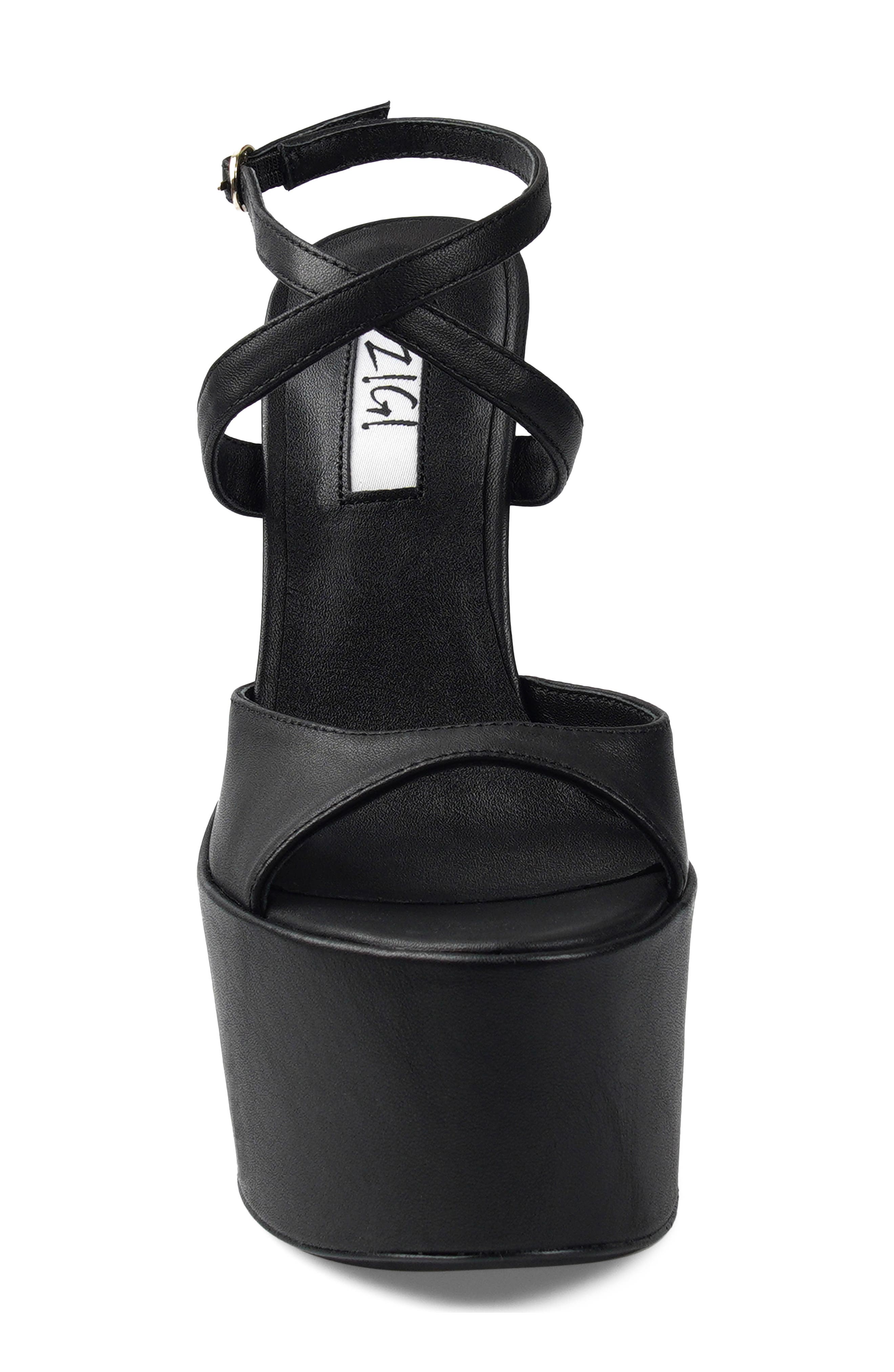 Ankle Strap Platform Sandal, Alternate, color, BLACK LEATHER