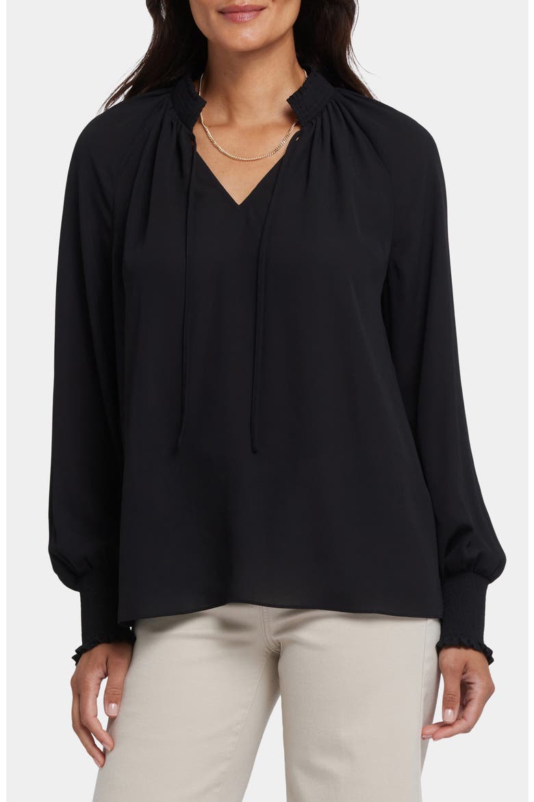 Gemma Smocked Neck Top, Main, color, BLACK