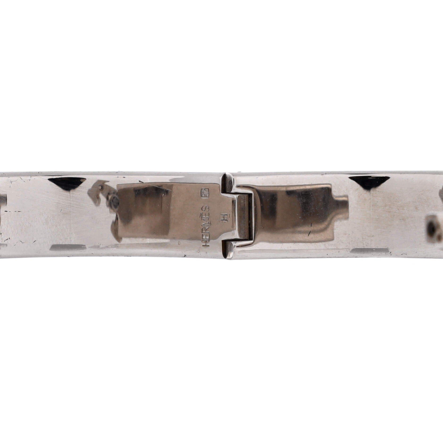 Pre-Owned Hermes Clic H Bracelet Enamel Narrow, Alternate, color, White