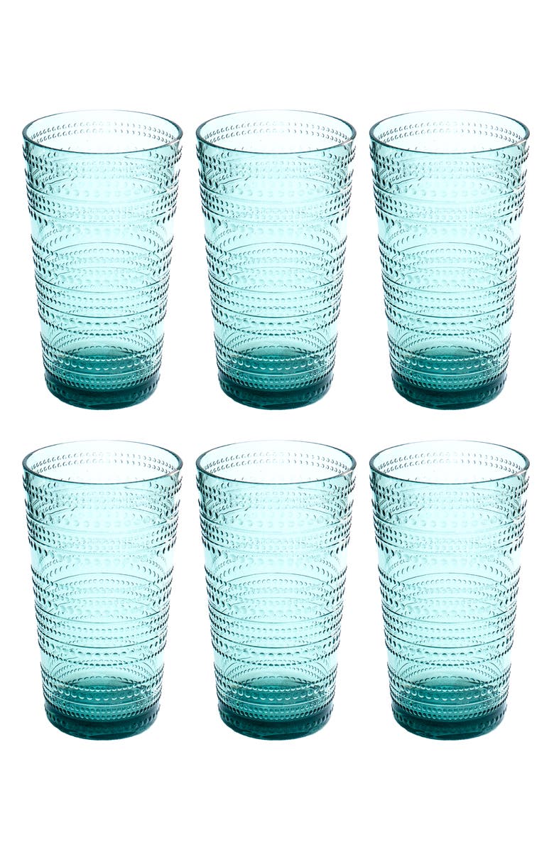 TarHong Beaded Set of 6 Jumbo Drinking Glasses, Main, color, Green